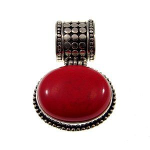 Handcrafted Solid 925 Sterling Silver & Red Agate Balinese Pendant, Made in Bali